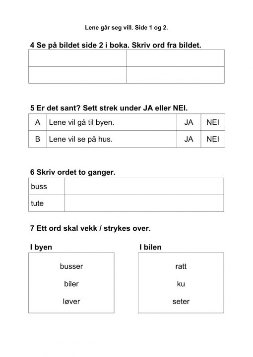 Are og Lene - Bok A - Lene går seg vill - Oppgaver_2