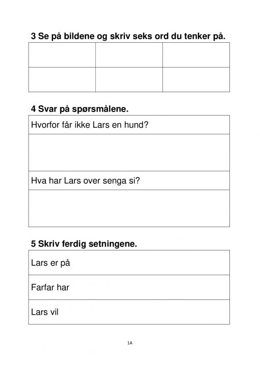 Fokus på skriving - hefte 2 - Gutt koser med hund - Tekst 1A side 2