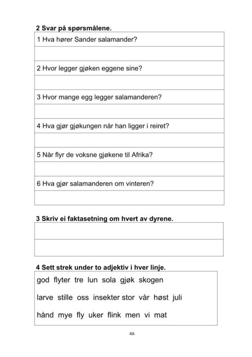 Bokmål eksempel fra Dyrene i skogen tekst 4A side 3