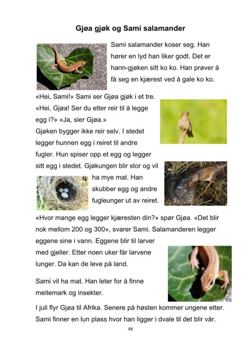 Bokmål eksempel fra Dyrene i skogen tekst 4B side 1